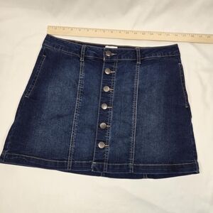 Y2k Button Down Mini Denimn Skirt Womens Size 8